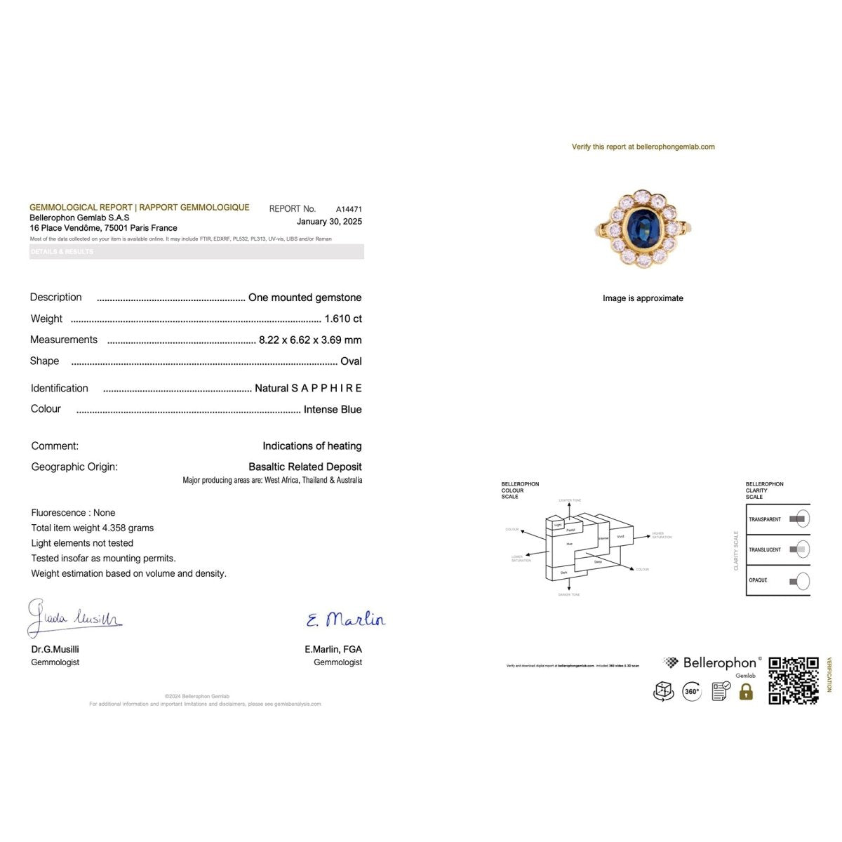 Bague Pompadour or jaune et blanc, saphir, diamants. - Castafiore