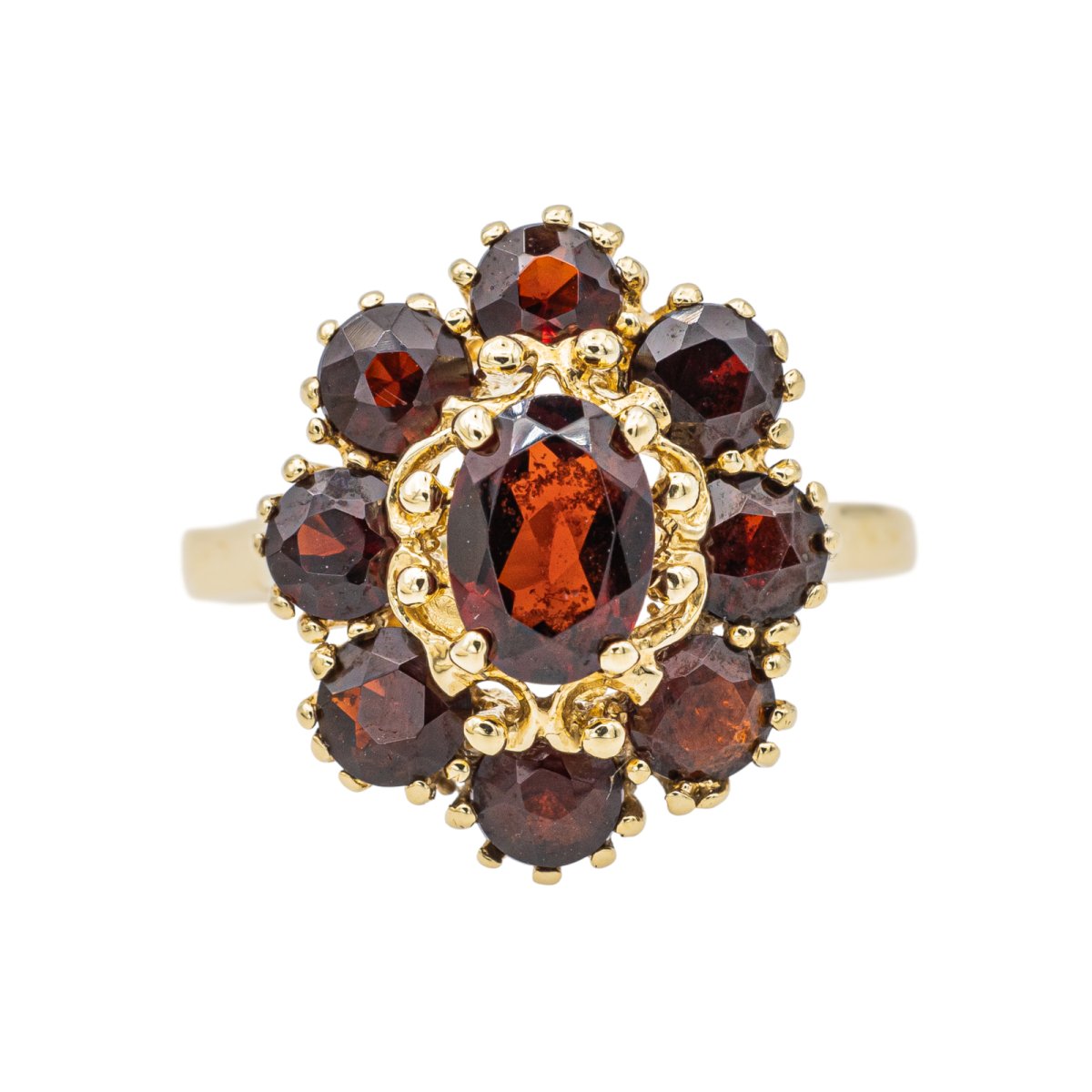 Bague Pompadour Or jaune Grenat - Castafiore