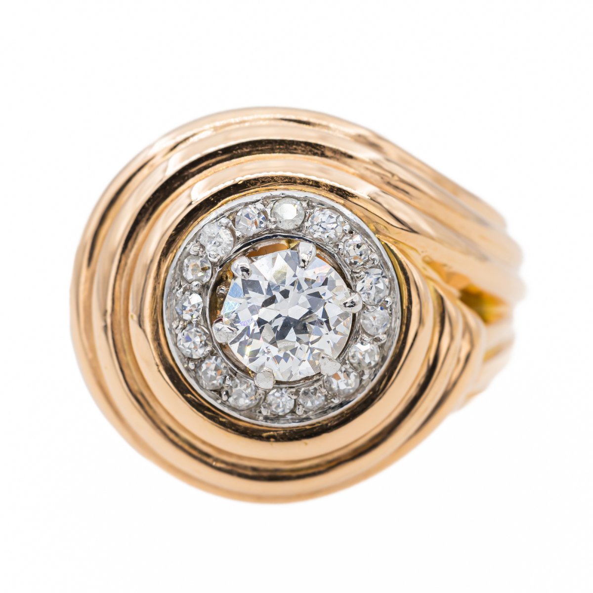 Bague Pompadour Or rose Saphir - Castafiore