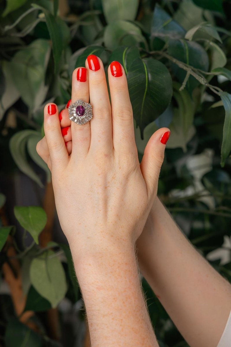 Bague Pompadour Platine Rubis - Castafiore