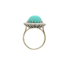 Bague Pompadour rétro en or gris, platine, turquoises et diamants - Castafiore