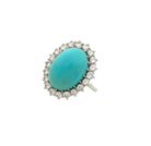 Bague Pompadour rétro en or gris, platine, turquoises et diamants - Castafiore