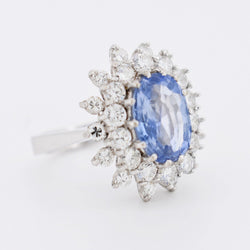 Bague Pompadour Saphir Ceylan 4,67 carats et Diamants - Castafiore