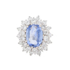 Bague Pompadour Saphir Ceylan 4,67 carats et Diamants - Castafiore