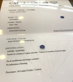 Bague Pompadour Saphir Ceylan Non Chauffé 3.55 Carats Diamants Or Jaune 18 Carats (Certificat) - Castafiore