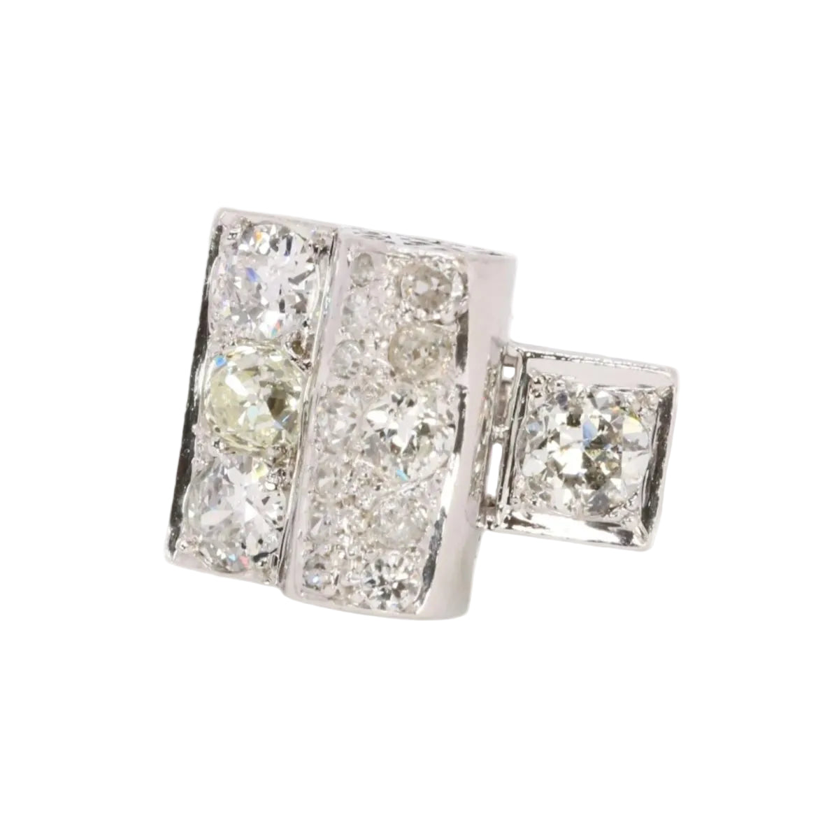 Bague pont diamants taille ancienne - Castafiore