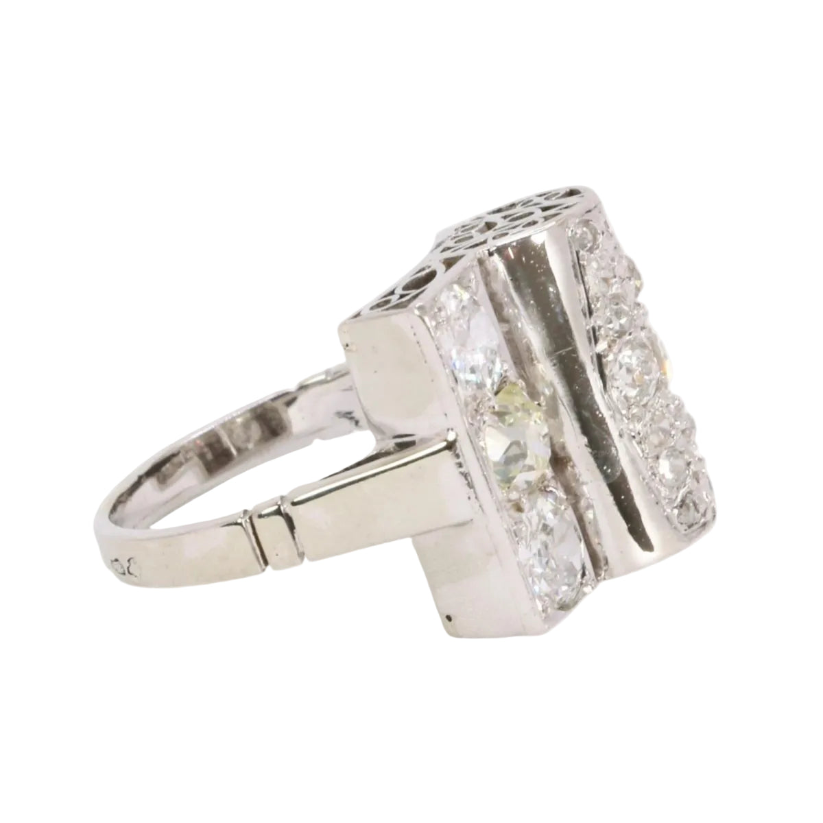 Bague pont diamants taille ancienne - Castafiore