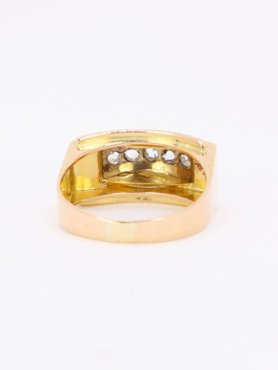 Bague pont or jaune diamants taille rose - Castafiore