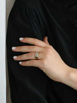 Bague pont or jaune diamants taille rose - Castafiore