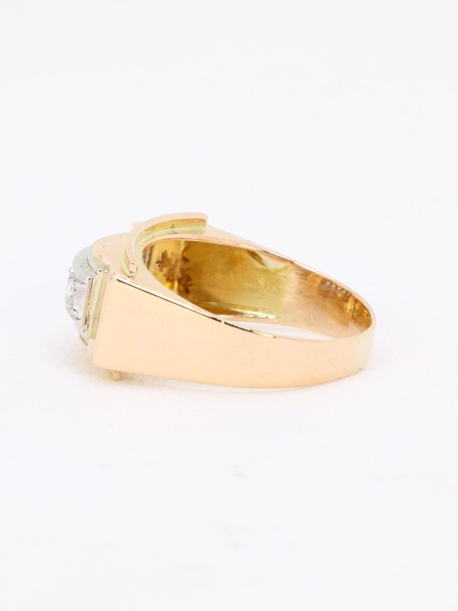 Bague pont or jaune diamants taille rose - Castafiore