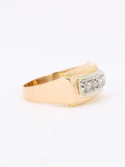 Bague pont or jaune diamants taille rose - Castafiore
