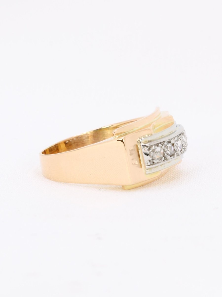 Bague pont or jaune diamants taille rose - Castafiore