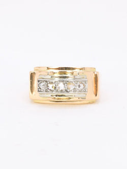 Bague pont or jaune diamants taille rose - Castafiore