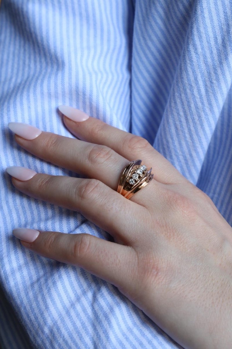 Bague Pont Or rose Diamant - Castafiore