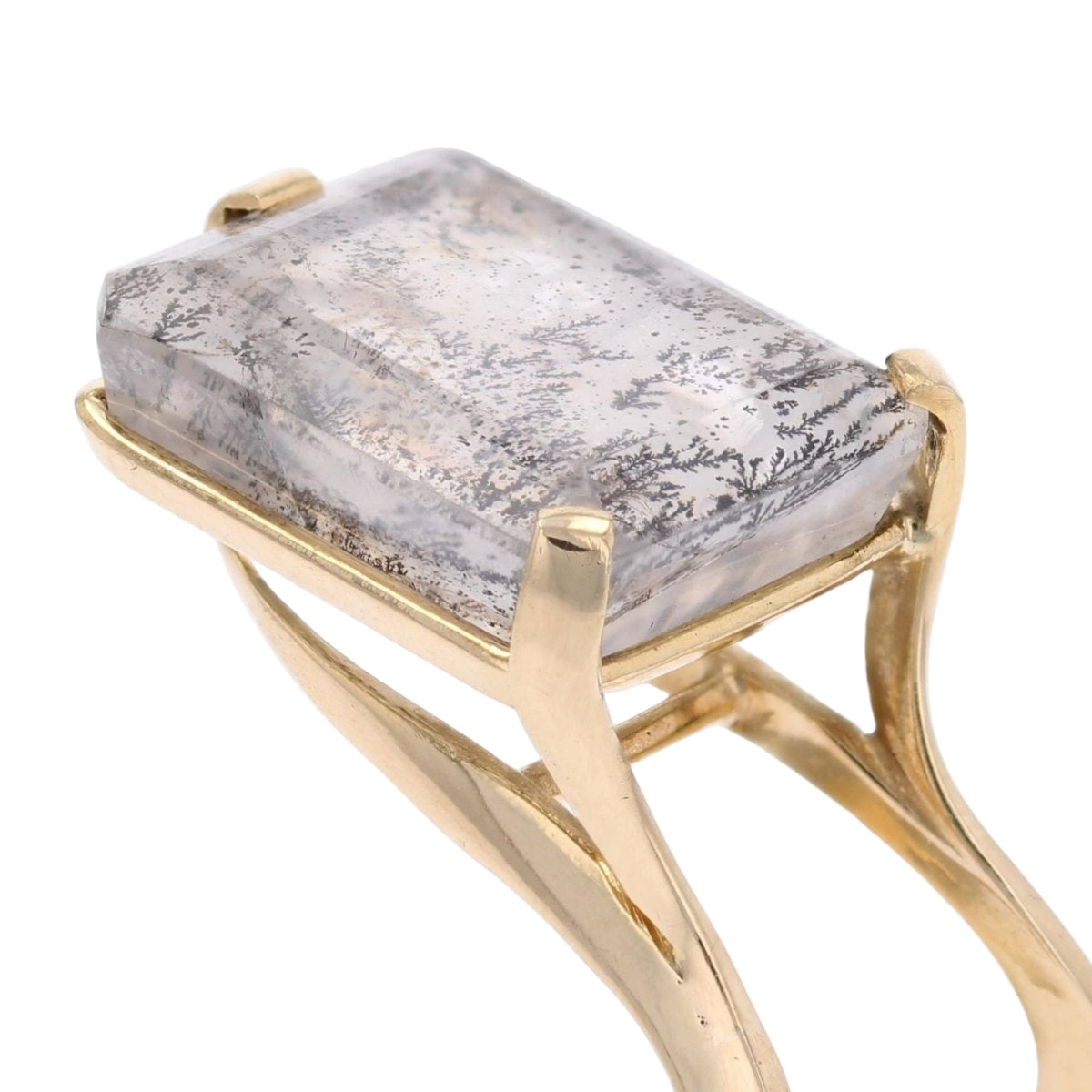 Bague quartz à dendrite en or jaune - Castafiore