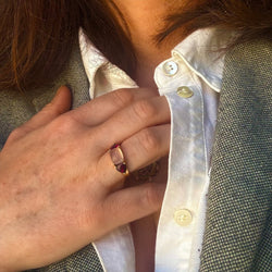 Bague quartz rose suiffé - Castafiore