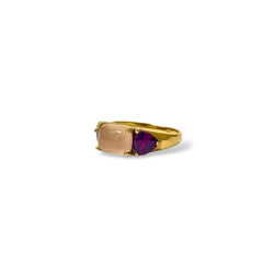 Bague quartz rose suiffé - Castafiore