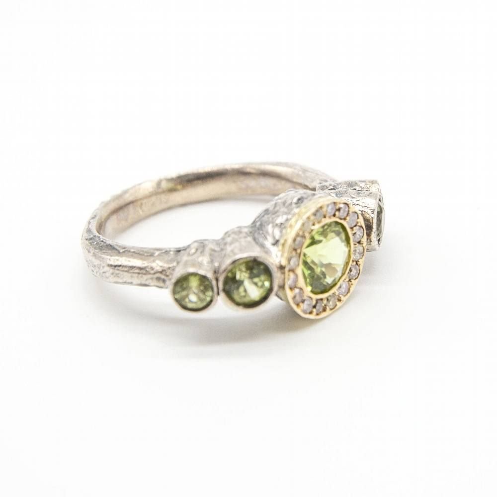 Bague QUINTETO en or jaune, argent et diamants - Castafiore