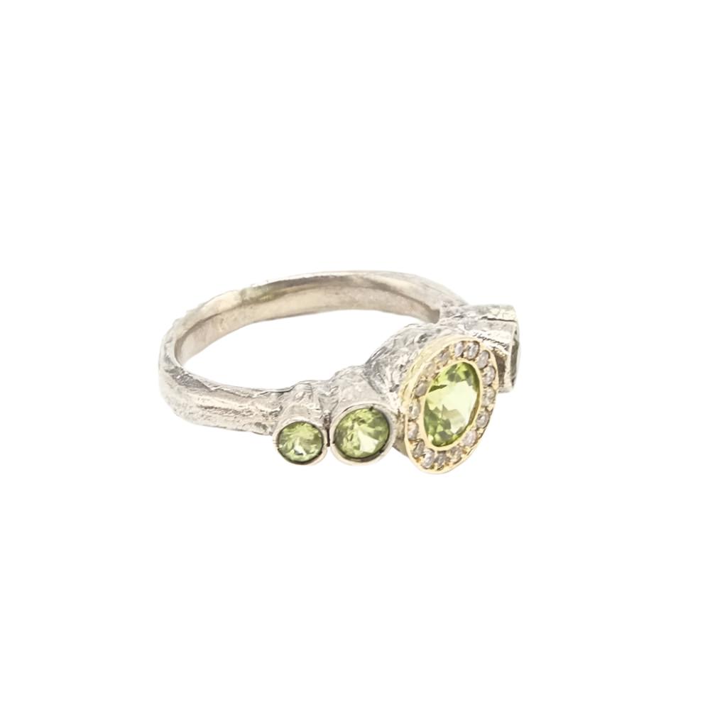 Bague QUINTETO en or jaune, argent et diamants - Castafiore