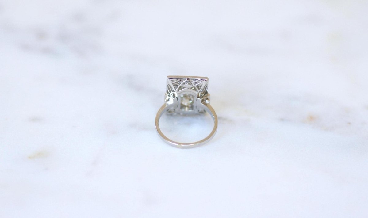 Bague Rectangulaire Art Déco Diamants 3,50 Cts - Castafiore