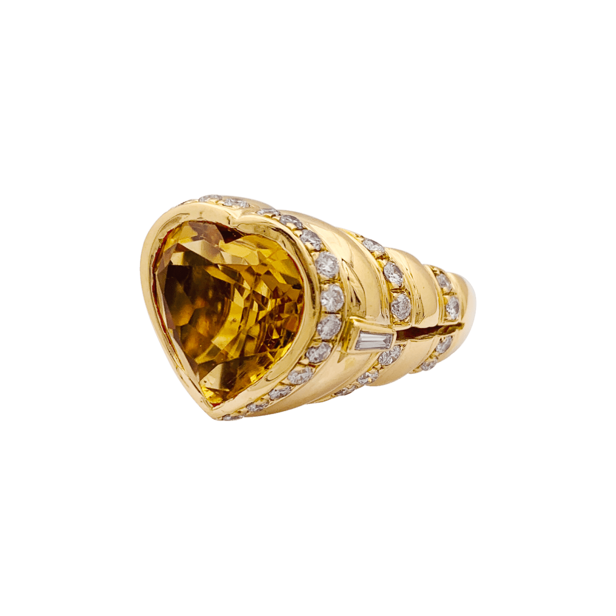 Bague Repossi "Coeur" en or jaune, citrine et diamants - Castafiore