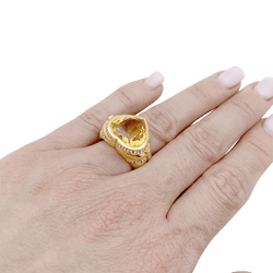 Bague Repossi "Coeur" en or jaune, citrine et diamants - Castafiore