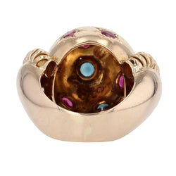 Bague rétro boule saphirs rubis et or - Castafiore