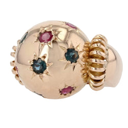 Bague rétro boule saphirs rubis et or - Castafiore