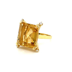 Bague rétro en or 18 carats avec diamants Heliodor - Castafiore