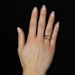 Bague rétro en or rose et platine diamant - Castafiore