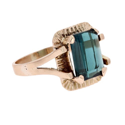 Bague rétro tourmaline indigolite en or - Castafiore