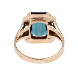 Bague rétro tourmaline indigolite en or - Castafiore