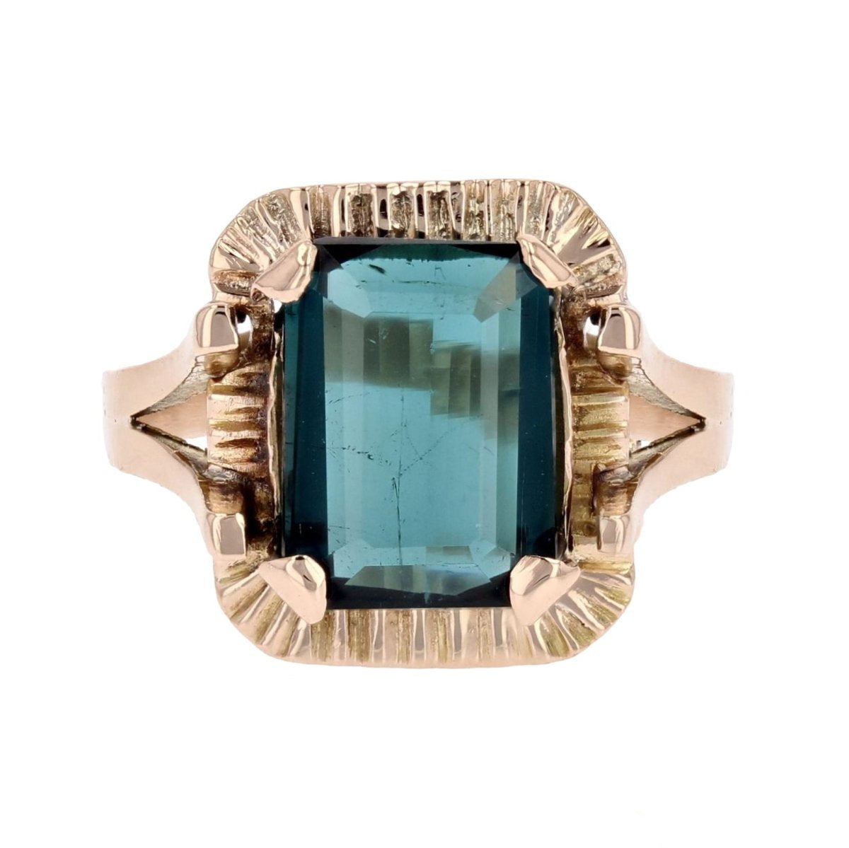 Bague rétro tourmaline indigolite en or - Castafiore