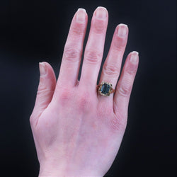 Bague rétro tourmaline indigolite en or - Castafiore