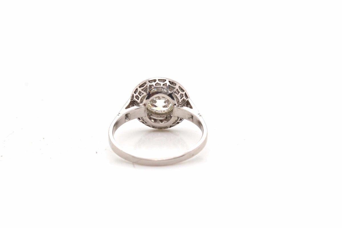 Bague ronde de style Art Déco en platine - Castafiore