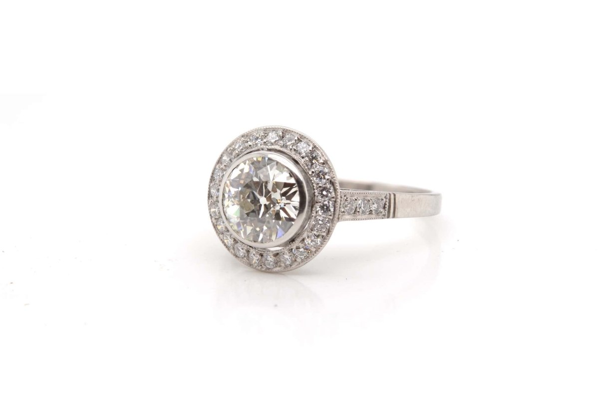 Bague ronde de style Art Déco en platine - Castafiore