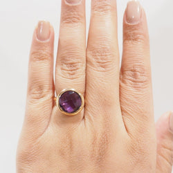 Bague ronde en or rose et améthyste façettée - Castafiore