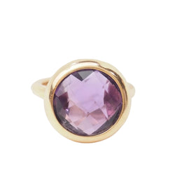 Bague ronde en or rose et améthyste façettée - Castafiore
