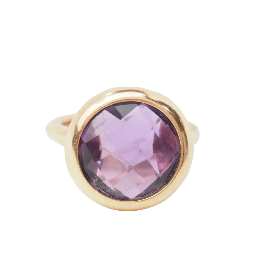 Bague ronde en or rose et améthyste façettée - Castafiore