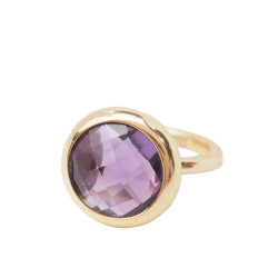 Bague ronde en or rose et améthyste façettée - Castafiore