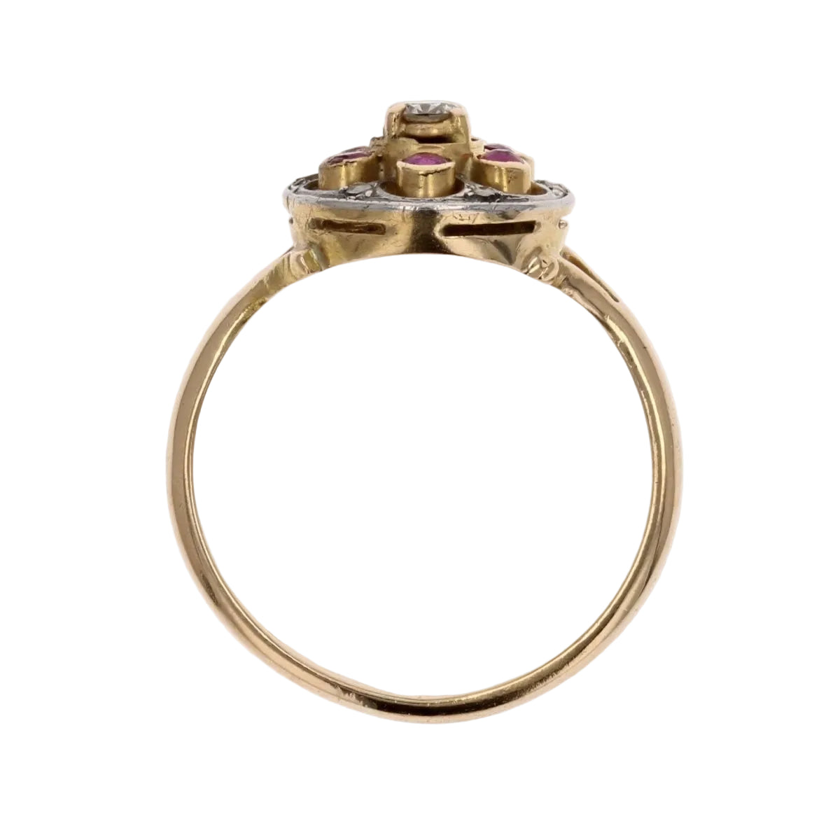 Bague ronde rubis et diamants ancienne - Castafiore