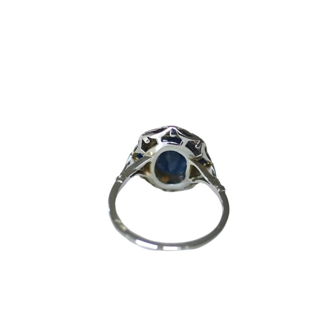 Bague Rosace Art Déco Saphir et Diamants - Castafiore