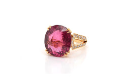 Bague rubellite et diamants en or jaune 18k - Castafiore