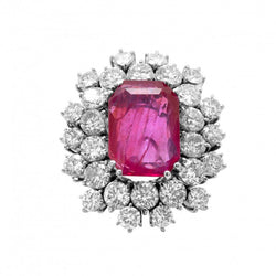 Bague Rubis Birman Non ChauffÃ©e et Diamants - Castafiore