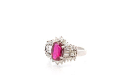 Bague rubis en platine et diamant - Castafiore