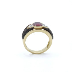 Bague rubis framboise en or jaune et rubis - Castafiore