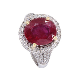 Bague rubis sang de pigeon et diamants en or blanc - Castafiore