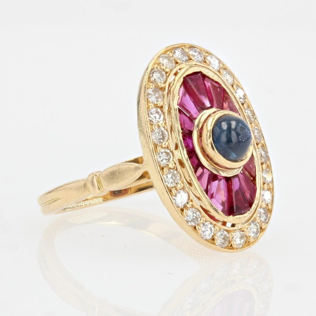 Bague rubis saphirs diamants style art déco - Castafiore