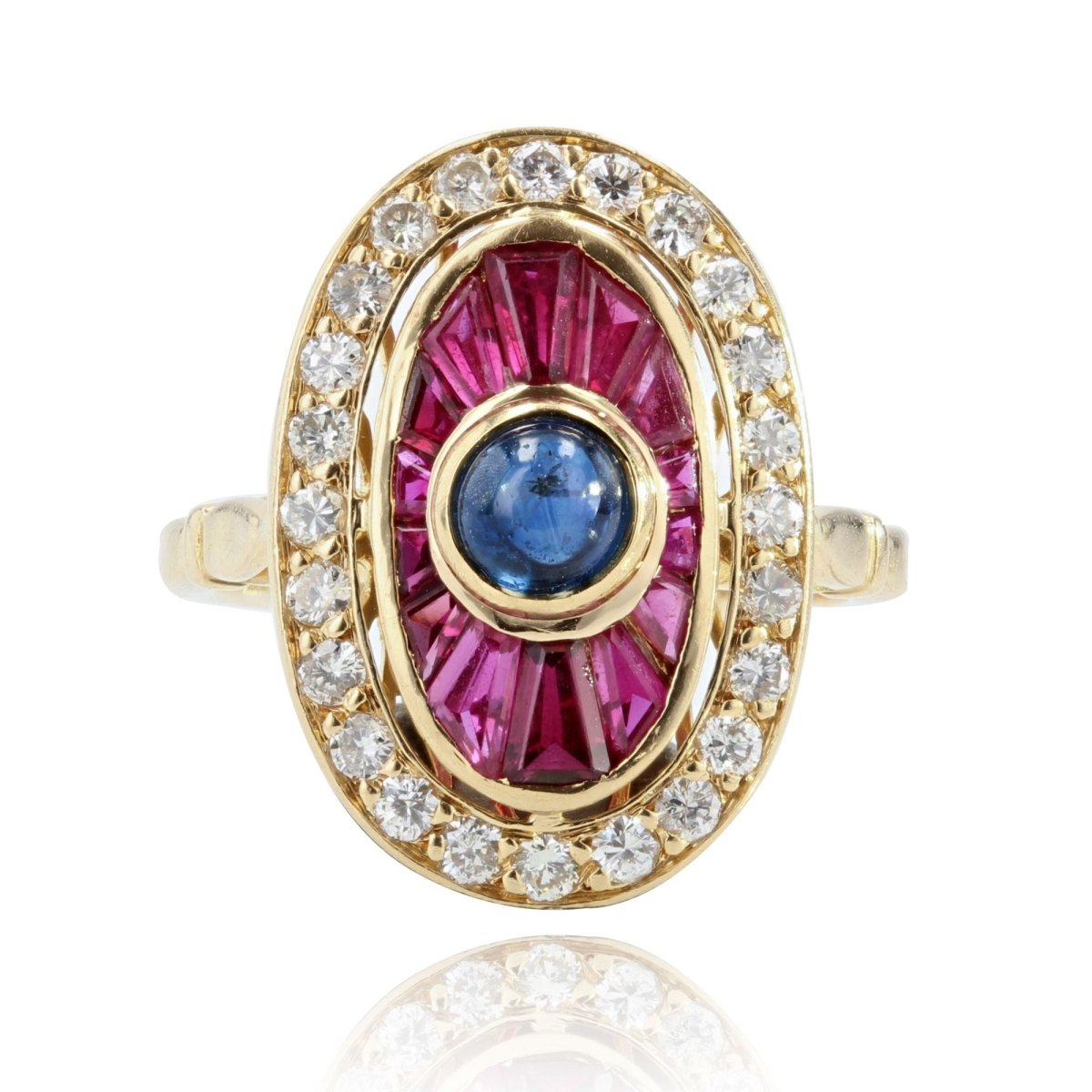 Bague rubis saphirs diamants style art déco - Castafiore