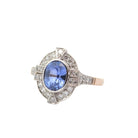 Bague saphir 1,63cts et diamants en or et platine - Castafiore